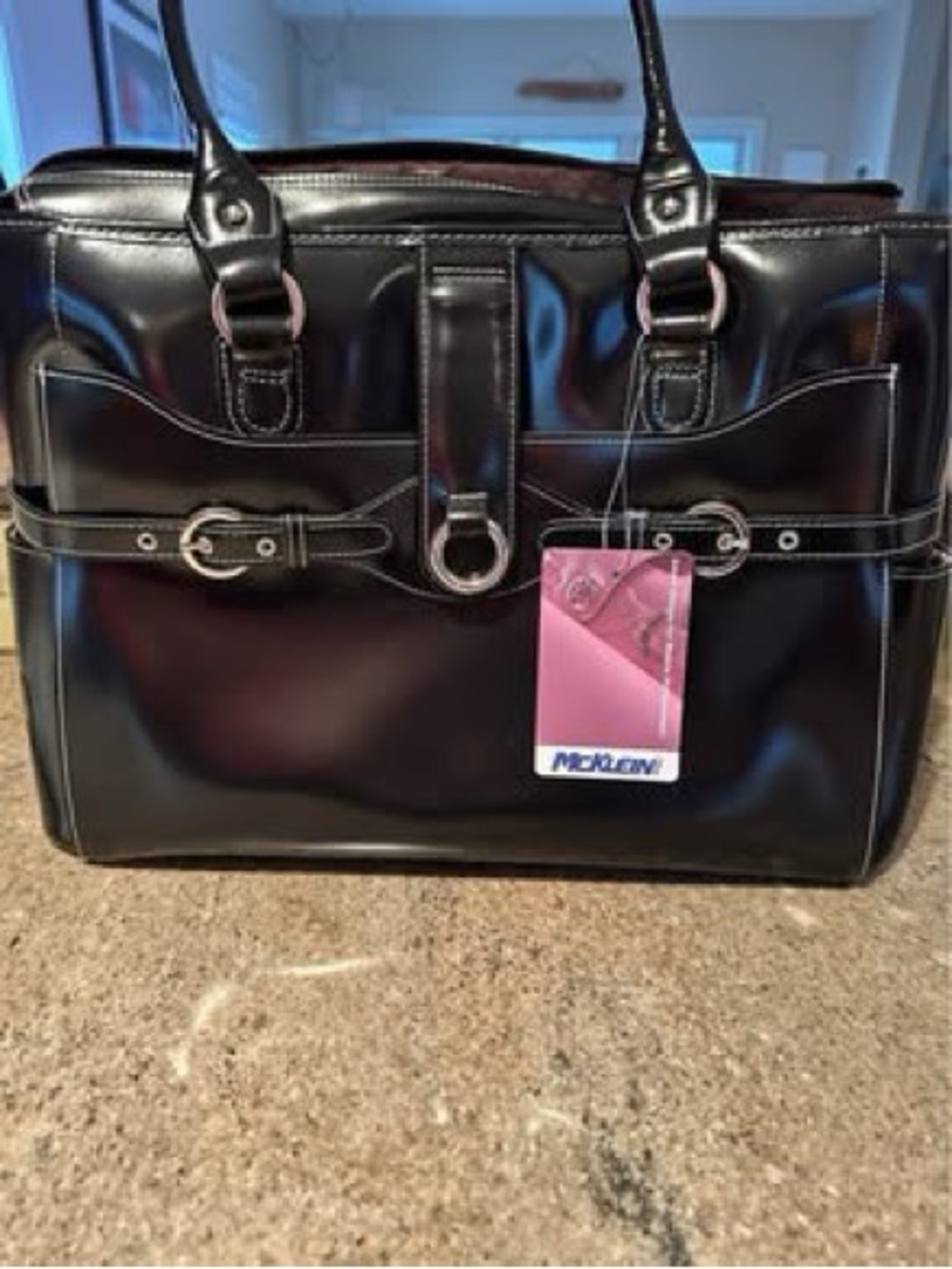 McKlein Black Leather Briefcase Tote
